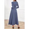 imageBTFBM Long Sleeve Dress for Women Spring Clothes 2026 Pockets Business Casual Pleated Fall Wedding Guest DressesGrey Blue