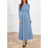 imageBTFBM Long Sleeve Dress for Women Spring Clothes 2026 Pockets Business Casual Pleated Fall Wedding Guest DressesLight Blue