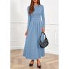 imageBTFBM Long Sleeve Dress for Women Spring Clothes 2026 Pockets Business Casual Pleated Fall Wedding Guest DressesLight Blue
