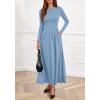 imageBTFBM Long Sleeve Dress for Women Spring Clothes 2026 Pockets Business Casual Pleated Fall Wedding Guest DressesLight Blue