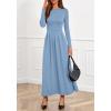 imageBTFBM Long Sleeve Dress for Women Spring Clothes 2026 Pockets Business Casual Pleated Fall Wedding Guest DressesLight Blue