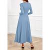 imageBTFBM Long Sleeve Dress for Women Spring Clothes 2026 Pockets Business Casual Pleated Fall Wedding Guest DressesLight Blue