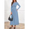 imageBTFBM Long Sleeve Dress for Women Spring Clothes 2026 Pockets Business Casual Pleated Fall Wedding Guest DressesLight Blue