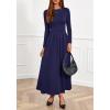 imageBTFBM Long Sleeve Dress for Women Spring Clothes 2026 Pockets Business Casual Pleated Fall Wedding Guest DressesNavy Blue