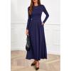 imageBTFBM Long Sleeve Dress for Women Spring Clothes 2026 Pockets Business Casual Pleated Fall Wedding Guest DressesNavy Blue