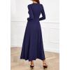 imageBTFBM Long Sleeve Dress for Women Spring Clothes 2026 Pockets Business Casual Pleated Fall Wedding Guest DressesNavy Blue