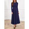 imageBTFBM Long Sleeve Dress for Women Spring Clothes 2026 Pockets Business Casual Pleated Fall Wedding Guest DressesNavy Blue