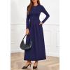 imageBTFBM Long Sleeve Dress for Women Spring Clothes 2026 Pockets Business Casual Pleated Fall Wedding Guest DressesNavy Blue