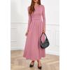 imageBTFBM Long Sleeve Dress for Women Spring Clothes 2026 Pockets Business Casual Pleated Fall Wedding Guest DressesPink