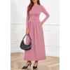 imageBTFBM Long Sleeve Dress for Women Spring Clothes 2026 Pockets Business Casual Pleated Fall Wedding Guest DressesPink