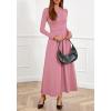 imageBTFBM Long Sleeve Dress for Women Spring Clothes 2026 Pockets Business Casual Pleated Fall Wedding Guest DressesPink