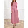 imageBTFBM Long Sleeve Dress for Women Spring Clothes 2026 Pockets Business Casual Pleated Fall Wedding Guest DressesPink