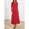 imageBTFBM Long Sleeve Dress for Women Spring Clothes 2026 Pockets Business Casual Pleated Fall Wedding Guest DressesRed
