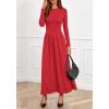 imageBTFBM Long Sleeve Dress for Women Spring Clothes 2026 Pockets Business Casual Pleated Fall Wedding Guest DressesRed
