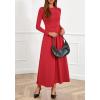 imageBTFBM Long Sleeve Dress for Women Spring Clothes 2026 Pockets Business Casual Pleated Fall Wedding Guest DressesRed