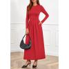 imageBTFBM Long Sleeve Dress for Women Spring Clothes 2026 Pockets Business Casual Pleated Fall Wedding Guest DressesRed