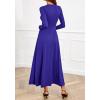 imageBTFBM Long Sleeve Dress for Women Spring Clothes 2026 Pockets Business Casual Pleated Fall Wedding Guest DressesRoyal Blue