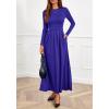 imageBTFBM Long Sleeve Dress for Women Spring Clothes 2026 Pockets Business Casual Pleated Fall Wedding Guest DressesRoyal Blue