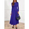 imageBTFBM Long Sleeve Dress for Women Spring Clothes 2026 Pockets Business Casual Pleated Fall Wedding Guest DressesRoyal Blue