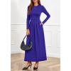 imageBTFBM Long Sleeve Dress for Women Spring Clothes 2026 Pockets Business Casual Pleated Fall Wedding Guest DressesRoyal Blue