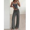 imageBTFBM Lounge Sets For Women 2026 Striped 2 Piece Sets Spaghetti Strap Summer Tops Wide Leg Pants Beach Vacation OutfitsStriped Black White