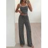 imageBTFBM Lounge Sets For Women 2026 Striped 2 Piece Sets Spaghetti Strap Summer Tops Wide Leg Pants Beach Vacation OutfitsStriped Black White