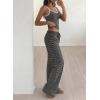 imageBTFBM Lounge Sets For Women 2026 Striped 2 Piece Sets Spaghetti Strap Summer Tops Wide Leg Pants Beach Vacation OutfitsStriped Black White