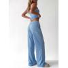 imageBTFBM Lounge Sets For Women 2026 Striped 2 Piece Sets Spaghetti Strap Summer Tops Wide Leg Pants Beach Vacation OutfitsStriped Blue White