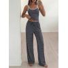 imageBTFBM Lounge Sets For Women 2026 Striped 2 Piece Sets Spaghetti Strap Summer Tops Wide Leg Pants Beach Vacation OutfitsStriped Navy White