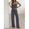 imageBTFBM Lounge Sets For Women 2026 Striped 2 Piece Sets Spaghetti Strap Summer Tops Wide Leg Pants Beach Vacation OutfitsStriped Navy White