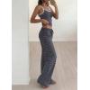 imageBTFBM Lounge Sets For Women 2026 Striped 2 Piece Sets Spaghetti Strap Summer Tops Wide Leg Pants Beach Vacation OutfitsStriped Navy White