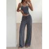 imageBTFBM Lounge Sets For Women 2026 Striped 2 Piece Sets Spaghetti Strap Summer Tops Wide Leg Pants Beach Vacation OutfitsStriped Navy White