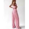 imageBTFBM Lounge Sets For Women 2026 Striped 2 Piece Sets Spaghetti Strap Summer Tops Wide Leg Pants Beach Vacation OutfitsStriped Pink White