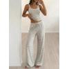 imageBTFBM Lounge Sets For Women 2026 Striped 2 Piece Sets Spaghetti Strap Summer Tops Wide Leg Pants Beach Vacation OutfitsStriped White Black