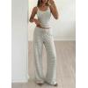 imageBTFBM Lounge Sets For Women 2026 Striped 2 Piece Sets Spaghetti Strap Summer Tops Wide Leg Pants Beach Vacation OutfitsStriped White Black