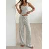 imageBTFBM Lounge Sets For Women 2026 Striped 2 Piece Sets Spaghetti Strap Summer Tops Wide Leg Pants Beach Vacation OutfitsStriped White Black