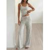 imageBTFBM Lounge Sets For Women 2026 Striped 2 Piece Sets Spaghetti Strap Summer Tops Wide Leg Pants Beach Vacation OutfitsStriped White Black