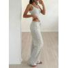imageBTFBM Lounge Sets For Women 2026 Striped 2 Piece Sets Spaghetti Strap Summer Tops Wide Leg Pants Beach Vacation OutfitsStriped White Black