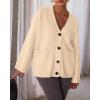 imageBTFBM Oversized Cardigan Sweaters for Women Trendy Fall Fashion 2025 Button Down Long Sleeve Chunky Knit CardigansBeige