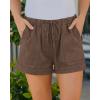 imageBTFBM Spring Shorts for Women 2026 Summer Casual Elastic Waist Drawstring Lightweight Beach Lounge Short Pants PocketsSolid Brown
