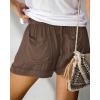 imageBTFBM Spring Shorts for Women 2026 Summer Casual Elastic Waist Drawstring Lightweight Beach Lounge Short Pants PocketsSolid Brown