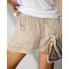imageBTFBM Spring Shorts for Women 2026 Summer Casual Elastic Waist Drawstring Lightweight Beach Lounge Short Pants PocketsSolid Khaki
