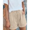 imageBTFBM Spring Shorts for Women 2026 Summer Casual Elastic Waist Drawstring Lightweight Beach Lounge Short Pants PocketsSolid Khaki