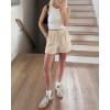 imageBTFBM Spring Shorts for Women 2026 Summer Casual Elastic Waist Drawstring Lightweight Beach Lounge Short Pants PocketsSolid Khaki