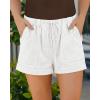imageBTFBM Spring Shorts for Women 2026 Summer Casual Elastic Waist Drawstring Lightweight Beach Lounge Short Pants PocketsSolid White