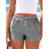 imageBTFBM Striped Boxer Shorts for Women 2026 Spring Summer Y2k Vacation Beach Bottoms Lounge Sleep Pajama PJ Pants ClothesBlack White