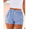 imageBTFBM Striped Boxer Shorts for Women 2026 Spring Summer Y2k Vacation Beach Bottoms Lounge Sleep Pajama PJ Pants ClothesBlue White