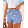 imageBTFBM Striped Boxer Shorts for Women 2026 Spring Summer Y2k Vacation Beach Bottoms Lounge Sleep Pajama PJ Pants ClothesBlue White
