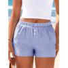 imageBTFBM Striped Boxer Shorts for Women 2026 Spring Summer Y2k Vacation Beach Bottoms Lounge Sleep Pajama PJ Pants ClothesDark Blue