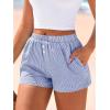 imageBTFBM Striped Boxer Shorts for Women 2026 Spring Summer Y2k Vacation Beach Bottoms Lounge Sleep Pajama PJ Pants ClothesDark Blue